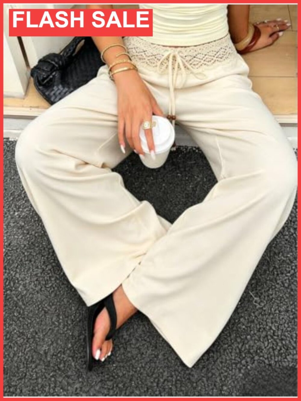 Verdusa Women's Low Rise Straight Leg Flare Crochet Lounge Pants - Picture 3 of 6